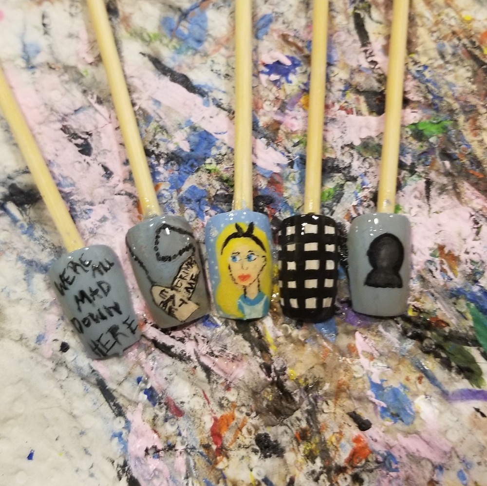 Alice in wonderland glue on nails